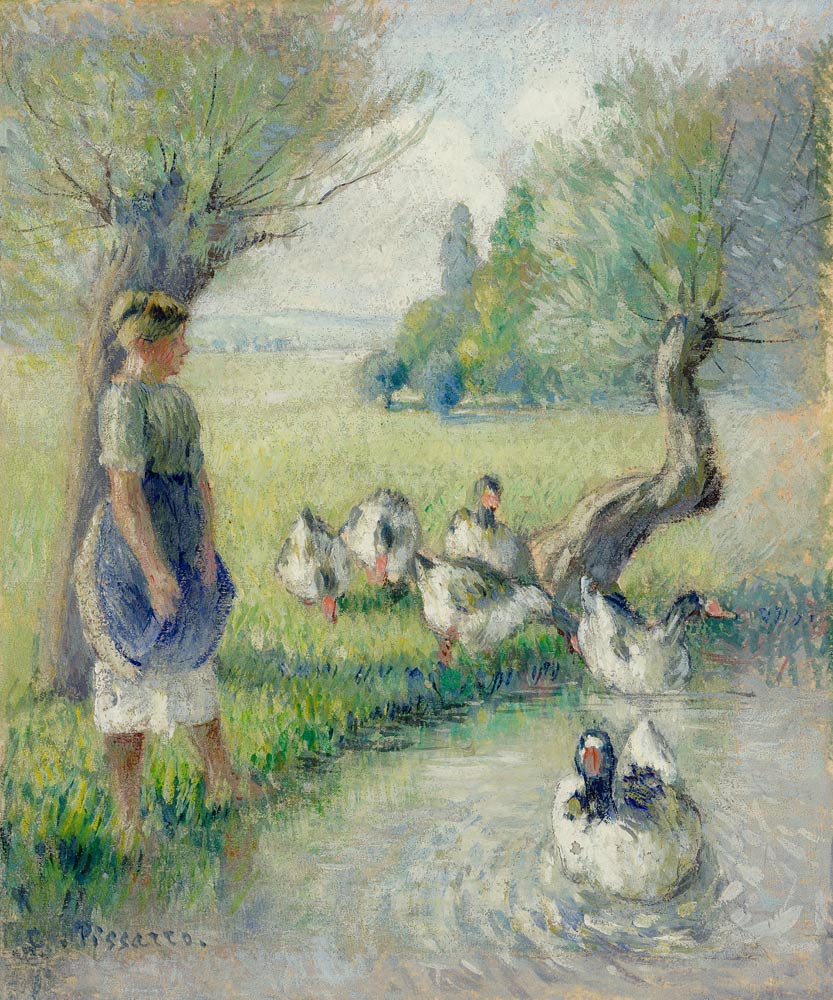 Die Gänsehirtin (Der Ententeich) von Camille Pissarro