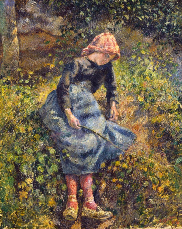 Junges Hirtenmädchen mit Stock von Camille Pissarro