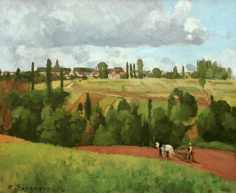 Landsape w.Peasant Ploughing von Camille Pissarro