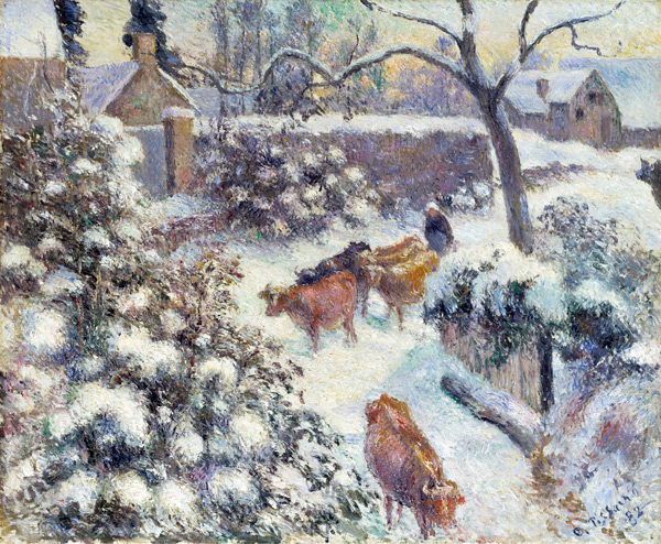 Schneestimmung in Montfoucault von Camille Pissarro
