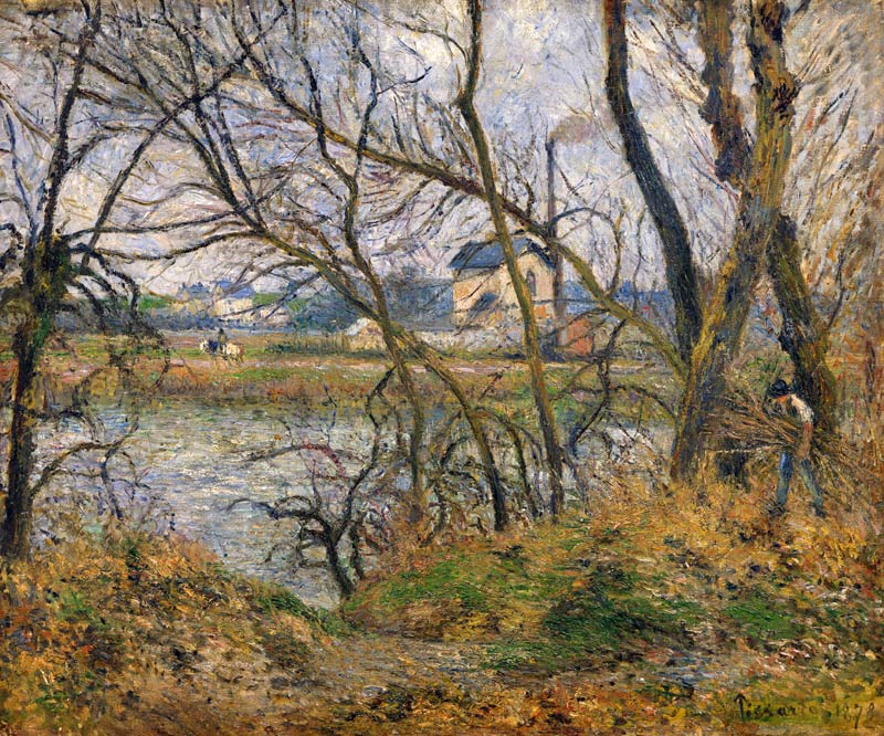 The Banks of the Oise, near Pontoise, Cloudy Weather von Camille Pissarro