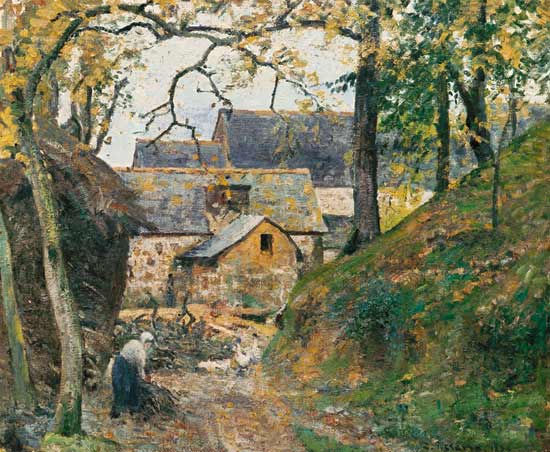 Bauernhaus in Montfoucault von Camille Pissarro