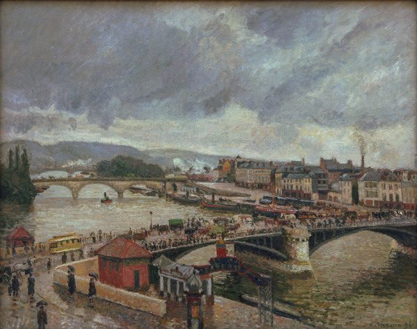 C.Pissarro, Große Brücke, Rouen, Regen von Camille Pissarro