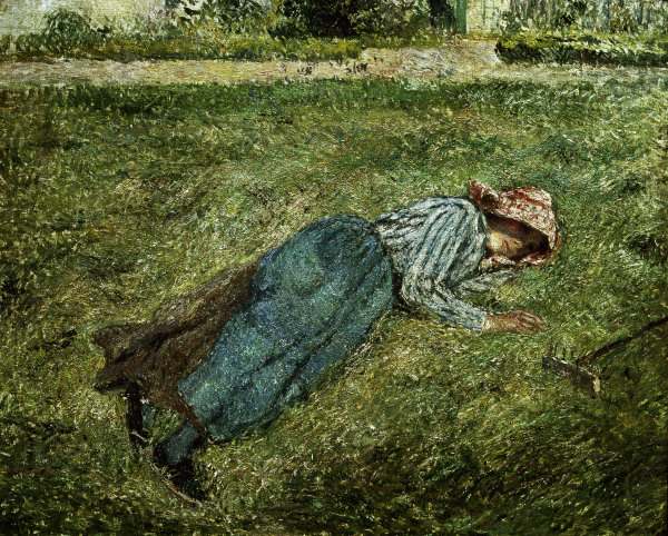 C.Pissarro, Liegendes Mädchen.. von Camille Pissarro