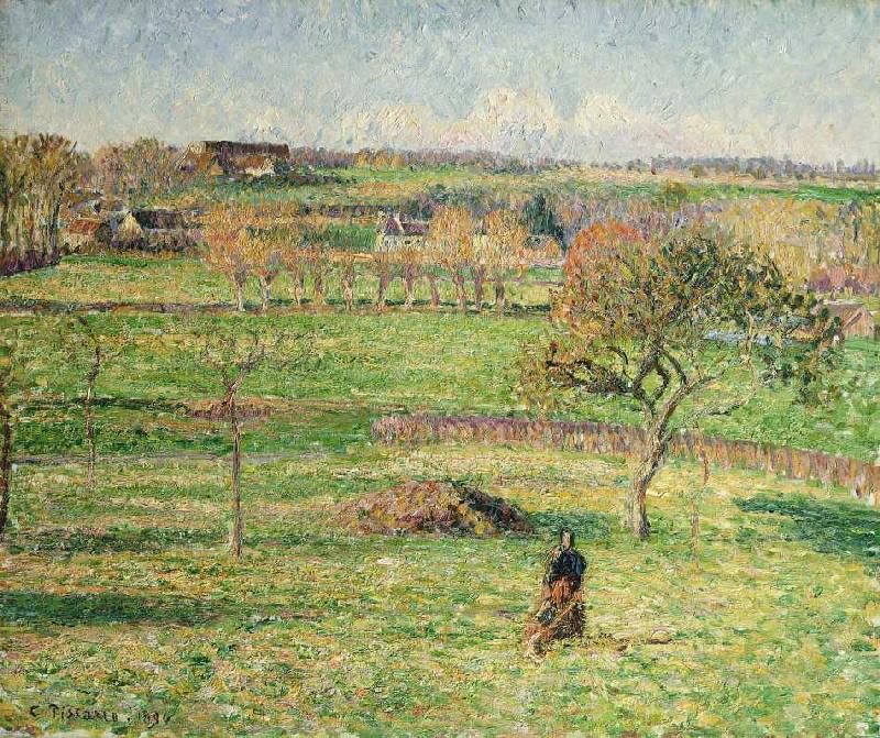 Felder im Herbst bei Bazincourt von Camille Pissarro