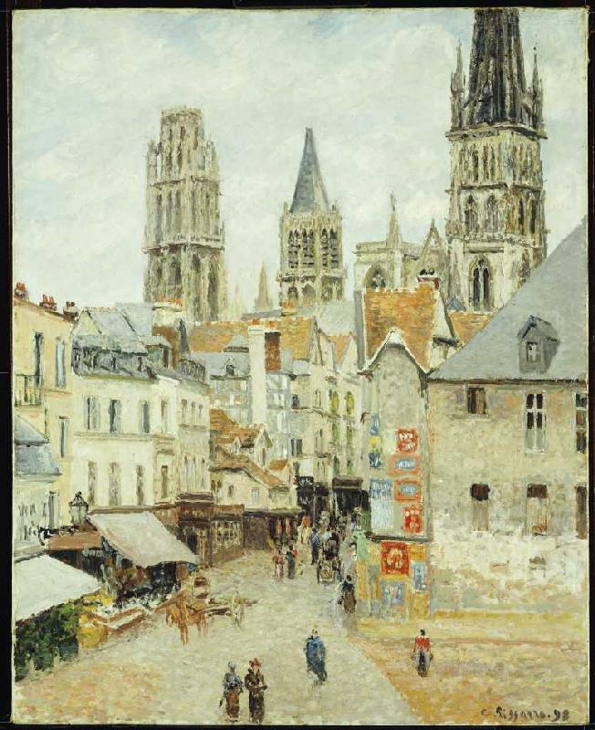 Rue de L'Epicerie in Rouen an einem bedeckten Morgen von Camille Pissarro