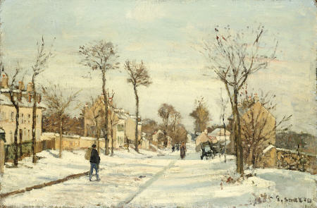 Snowy Road, Louveciennes von Camille Pissarro
