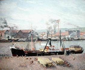 Rouen Port, Unloading Wood 1898