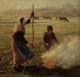 White Frost, woman breaking wood 1890