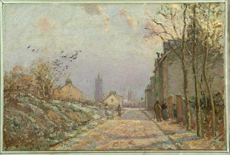 Vorstadtstraße im Schnee von Camille Pissarro