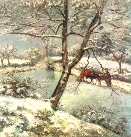 Winter in Montfoucault, Schneestimmung von Camille Pissarro