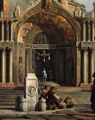 Detail of Capriccio of a Church (oil on canvas) von Giovanni Antonio Canal (Canaletto)