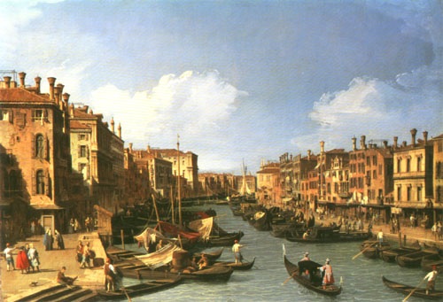 Grand Canal: looking South-West from the Rialto Bridge to the Palazzo Fosari von Giovanni Antonio Canal (Canaletto)