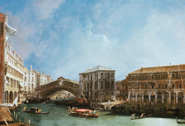 Grand Canal: the Rialto Bridge from the North von Giovanni Antonio Canal (Canaletto)
