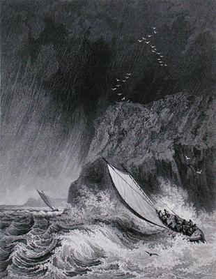 The boats off Walden Island in a snow storm, August 12th 1827, from 'Journal of a Third Voyage for t von Captain George Francis Lyon