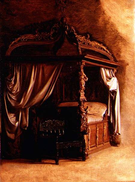 The Royal Bed of King Christian IV of Denmark (1577-1648) von Carl Bloch