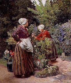 Zwei holländische Mädchen im Garten 1899