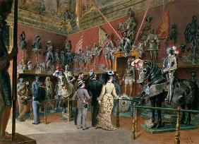 The first Armoury Room of the Ambraser Gallery in the Lower Belvedere, 1875 (w/c) 19th