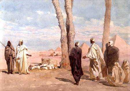 Bedouin from the Sahara Desert making Enquiries at Giza von Carl Haag