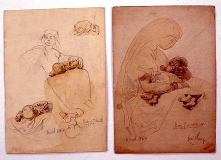 Two studies of a mother and child von Carl Haag