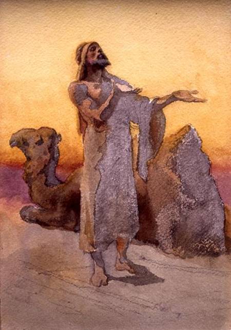 Study of an Arab Praying in the Desert with his Camel von Carl Haag
