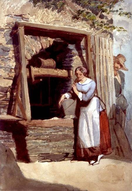 Study of a Lady by a Well, with her Admirer Looking On von Carl Haag