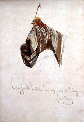 Study for 'Encampment at Palmyra', top of figure on camel's back 1860 cil a