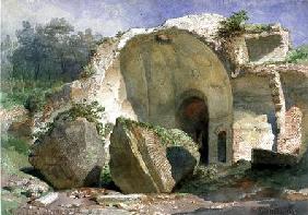 'In Tempio di Serapide, Villa Adriana, Tivoli' 1856  on