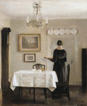Interior with Lady Carrying Tray,c.1905 (oil on canvas) 19th