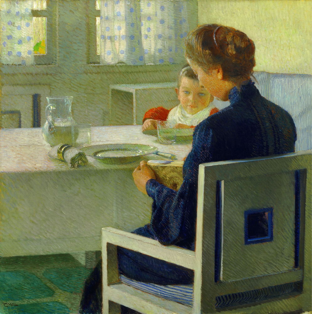 Mutter und Kind bei Tisch von Carl Moll