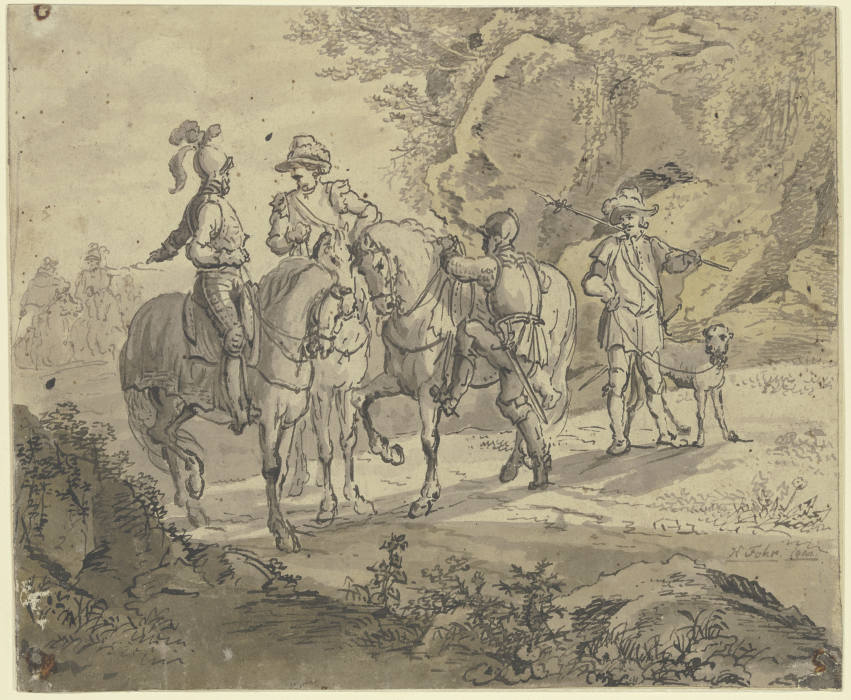 Eine Gruppe von zum Teil gerüsteten Reitern von Carl Philipp Fohr