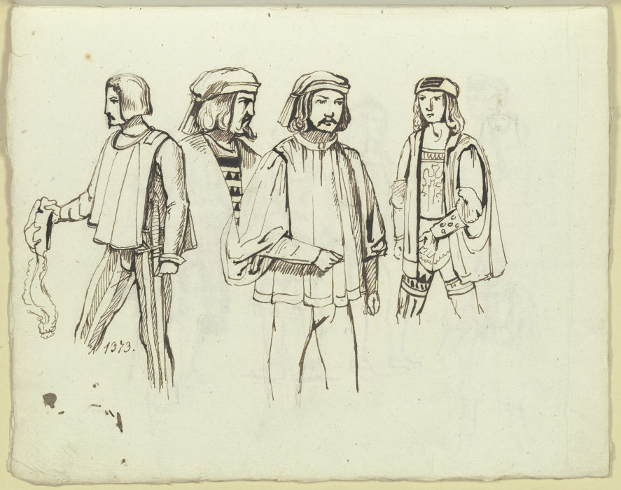 Vier männliche Figuren in mittelalterlicher Tracht von Carl Philipp Fohr