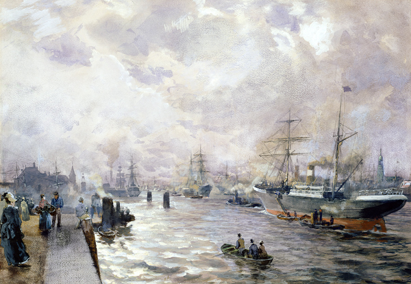 Sailing Ships in the Port of Hamburg von Carl Rodeck