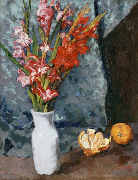 Gladiolen und Apfelsinen von Carl Schuch