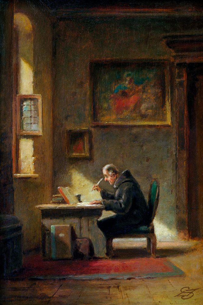 Gelehrter Mönch am Schreibtisch von Carl Spitzweg