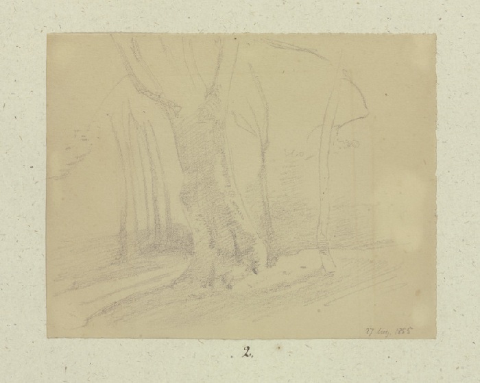 Alter Baum in einer Reihe junger Bäume von Carl Theodor Reiffenstein