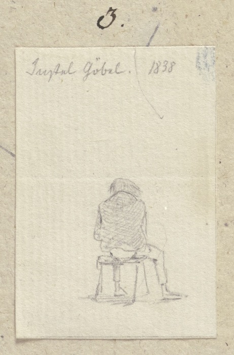Der Jüngling Justel Göbel, sitzend in Rückansicht von Carl Theodor Reiffenstein