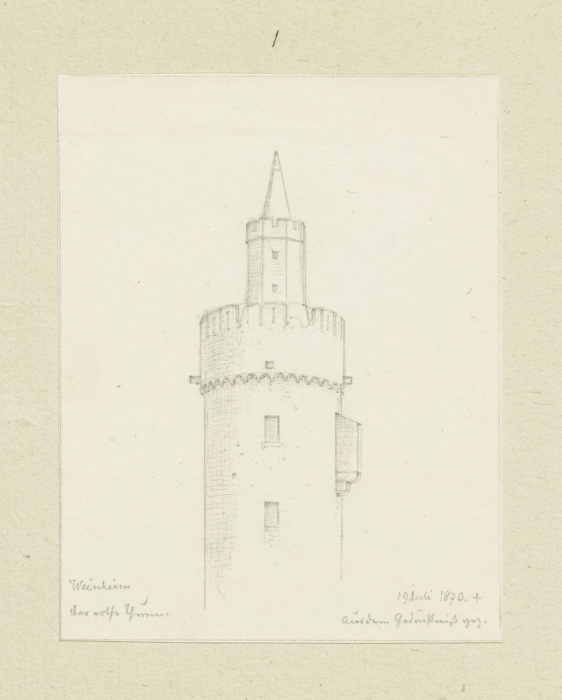 Der rote Turm in Weinheim von Carl Theodor Reiffenstein