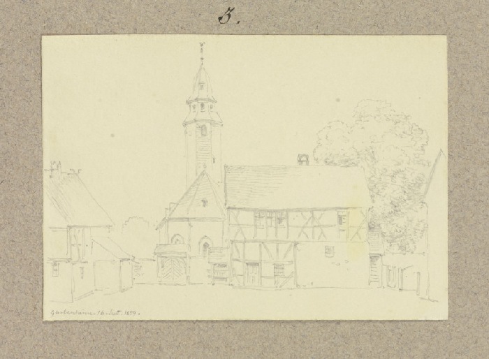 Die 1866 im Großbrand zerstörte Kirche in Garbenheim von Carl Theodor Reiffenstein