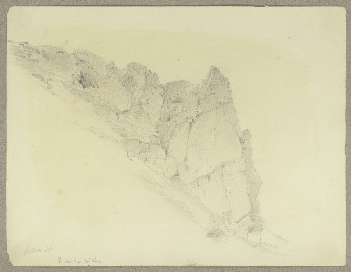 Felssporn an einem Hang an der Lahn bei Diez von Carl Theodor Reiffenstein