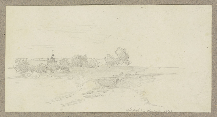 Landschaft bei der Domäne Neuhof bei Eltville-Hattenheim von Carl Theodor Reiffenstein