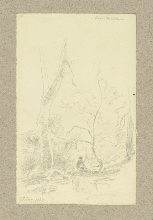 Waldpartie bei Beilstein mit sitzender Gestalt von Carl Theodor Reiffenstein