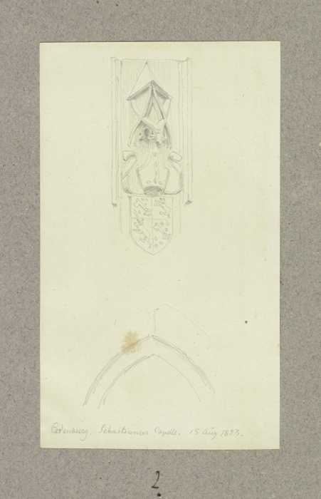 Wappen und Spitzbogen der Sebastianskapelle in Ladenburg von Carl Theodor Reiffenstein