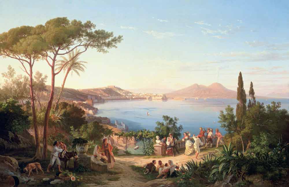 Bay of Naples with Dancing Italians von Carl Wilhelm Götzloff