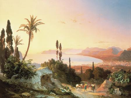 Gulf of Palermo, looking towards Cape Zafferano c.1845