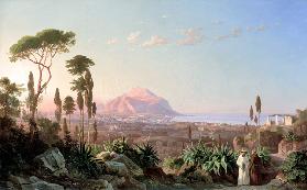 Palermo with Mount Pellegrino, c.1850 (oil on canvas) 1887