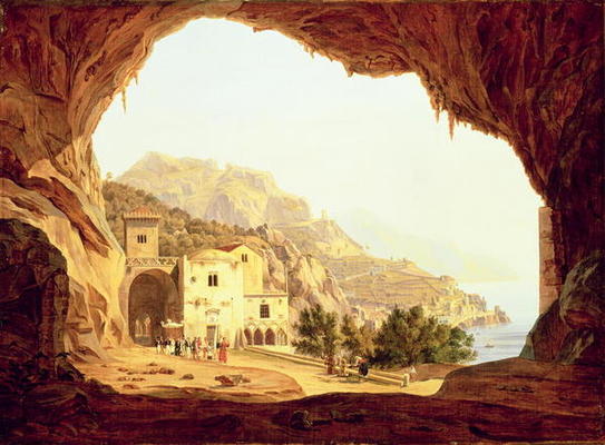 View from a Grotto over the Amalfi Coast, c.1842 (oil on canvas) von Carl Wilhelm Götzloff