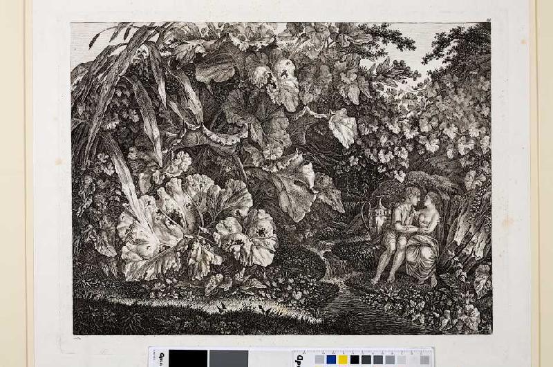Liebespaar in einer Grotte, umgeben von Pflanzen und Kräutern von Carl Wilhelm Kolbe