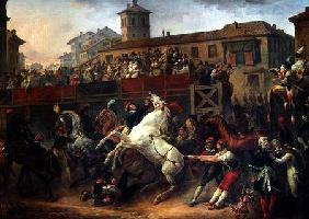 Scene of an unmounted horse race in Rome