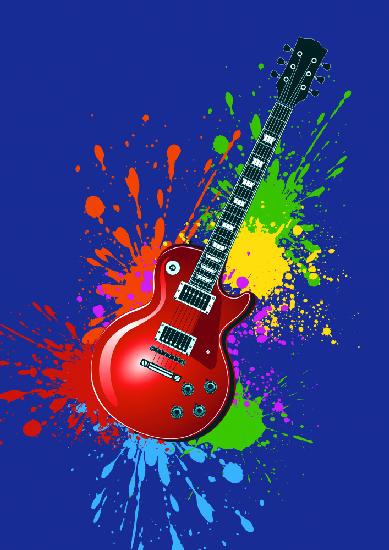 E-Gitarre Pop-Art-Farben (h)